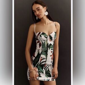 NWT FARM Rio Midnight Macaw Fiesta Linen Blend Mini Dress Size S